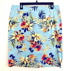 Talbots Blue Floral Skirt Back Zipper Size 12P
